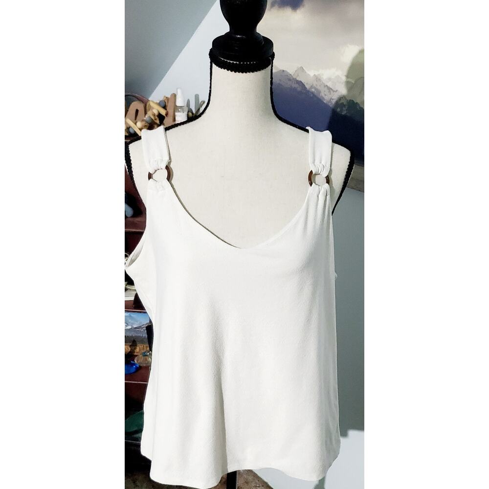 😺 LOFT White Tank Top Size L Office Soroity Preppy Scandi-Girl Minimalist